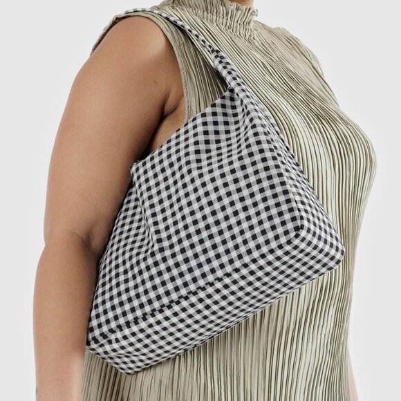 NWT Baggu Regular Shoulder Bag - Black & White Gingham - Picture 8 of 8